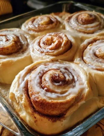 Rotoli di cannella al lievito madre appena sfornati su un piatto