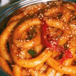 Deliciously spicy potato noodles served in a bowl