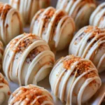 Tartufi di torta di zucca ricoperti di cioccolato bianco per l'autunno