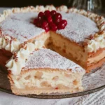 Fetta di Torta della Nonna con crema e pinoli