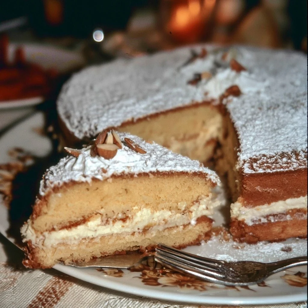 Deliziosa Torta della Nonna con crema e pinoli, dolce tradizionale italiano.