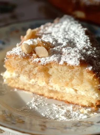 Torta Della Nonna con crema e pinoli, dolce tradizionale italiano