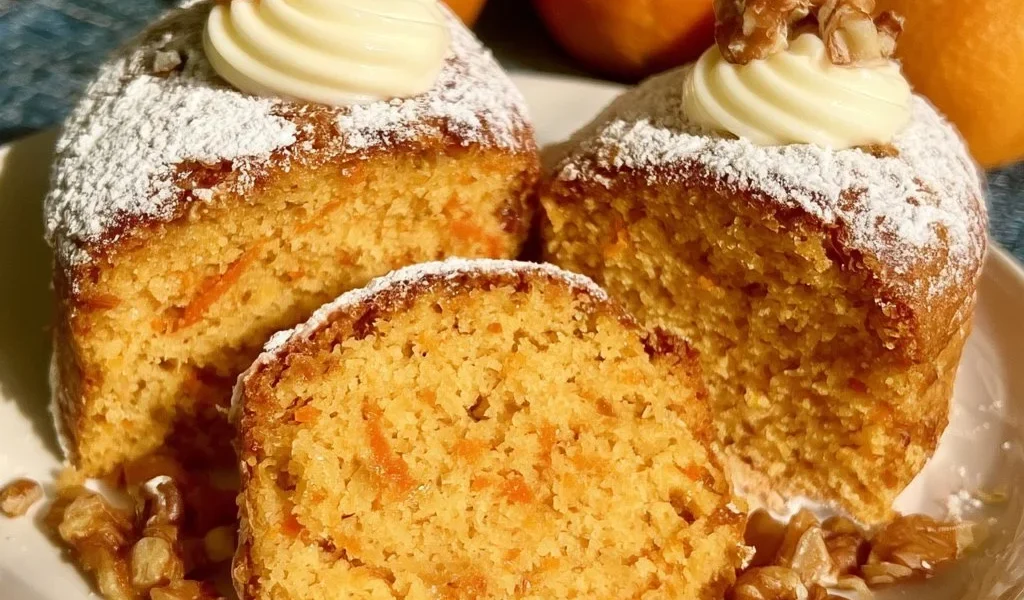 Torta di Carote decorata con noci e glassa, un dolce appetitoso e sano.