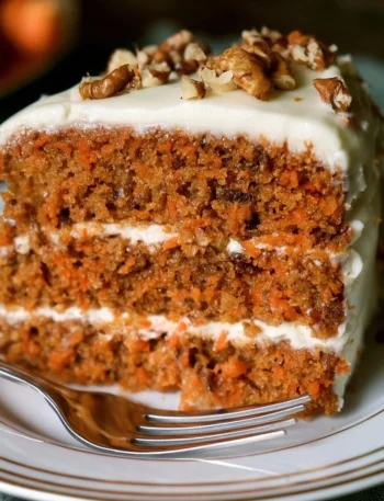 Torta di Carote fresca e decorata con noci e zucchero a velo