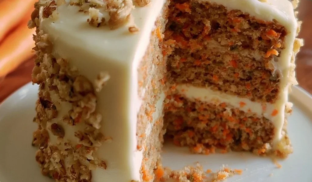 Torta di Carote soffice e deliziosa, pronta per essere servita.