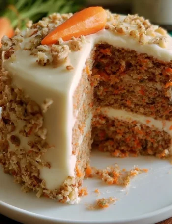 Torta di Carote soffice e deliziosa, pronta per essere servita.