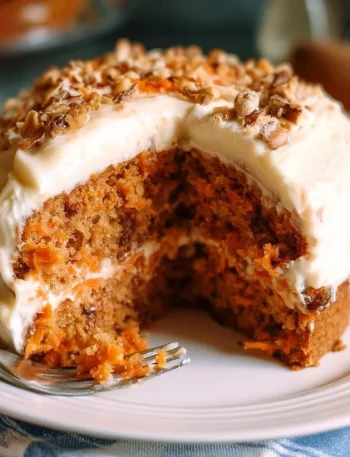 Fetta di Torta di Carote con decorazione di noci e carote fresche