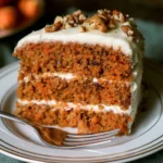 Torta di carote decorata con crema e noci, dolce sano e gustoso
