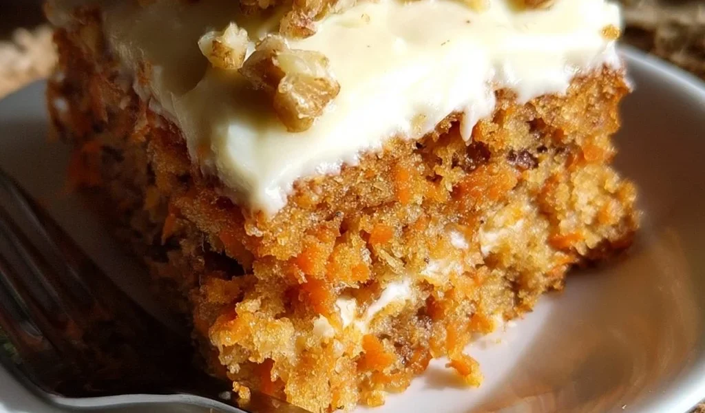 Una deliziosa Torta di Carote servita su un piatto con decorazioni