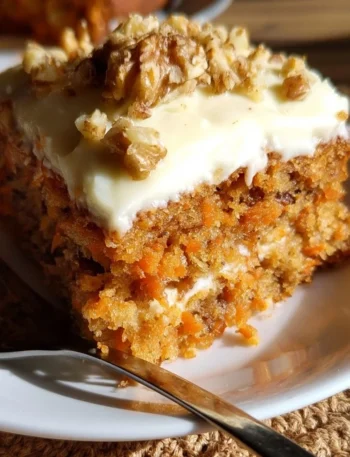 Fetta di Torta di Carote decorata con glassa e noci
