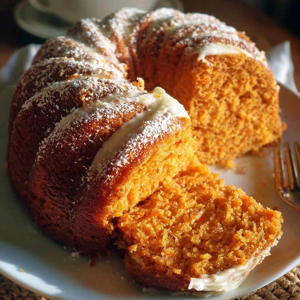 Fetta di Torta di Carote su piatto bianco