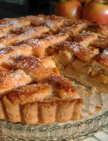 Fetta di Torta di Mele a Reticolo Fatta in Casa con mele fresche