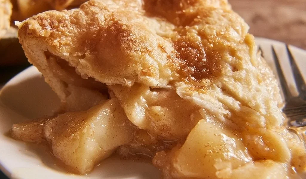Fette di Torta di Mele Classica servite su un piatto bianco