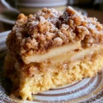 Torta di Mele con Crumble appena sfornata su un piatto bianco