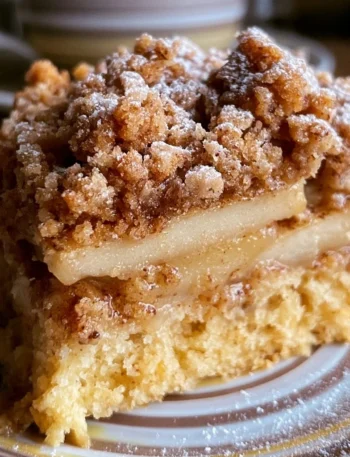 Torta di Mele con Crumble appena sfornata su un piatto bianco