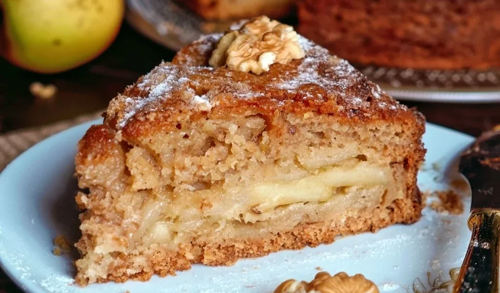 Torta di Mele e Noci con pezzi di mela e noci croccanti
