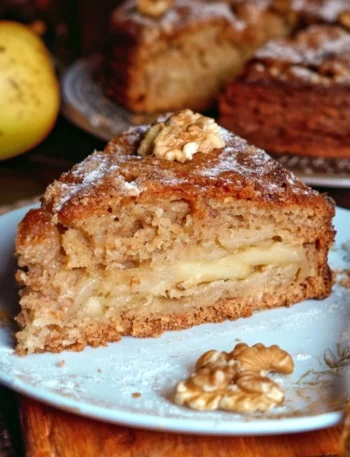 Torta di Mele e Noci con pezzi di mela e noci croccanti