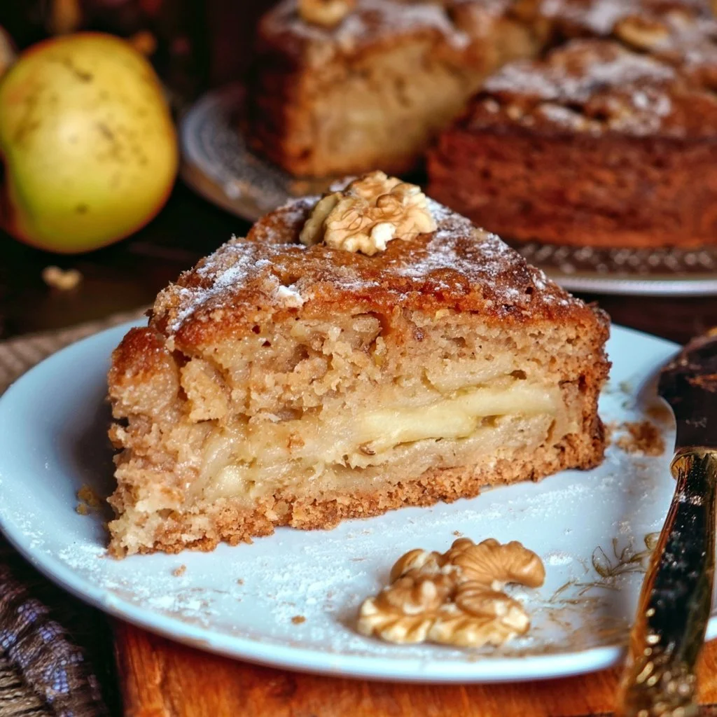Torta di Mele e Noci con pezzi di mela e noci croccanti