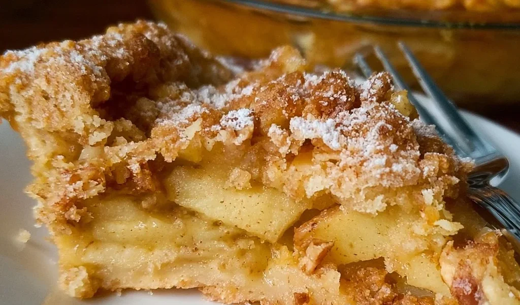 Deliziosa Torta di Mele Olandese servita su un piatto elegante