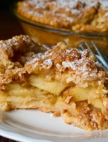 Deliziosa Torta di Mele Olandese servita su un piatto elegante