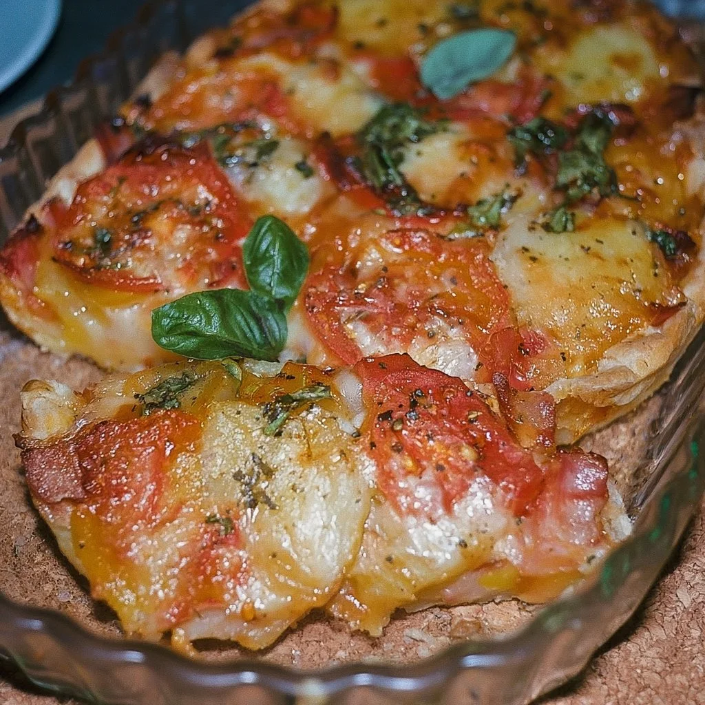 Tortino di Patate Pomodoro e Prosciutto servito in un piatto