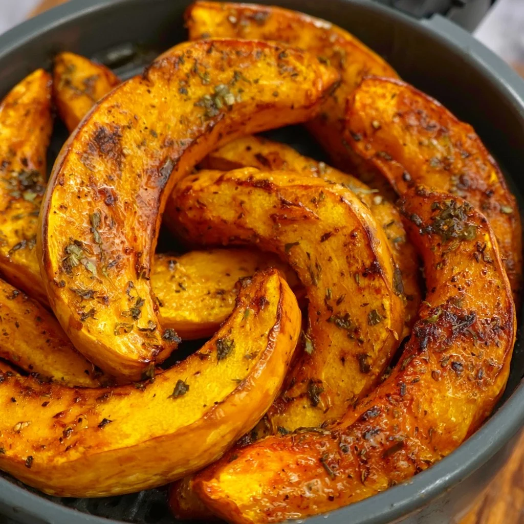 Zucca al forno cotta nella friggitrice ad aria, piatto sano e gustoso