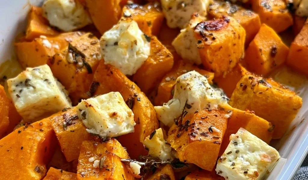 Zucca con feta al forno, piatto sano e gustoso