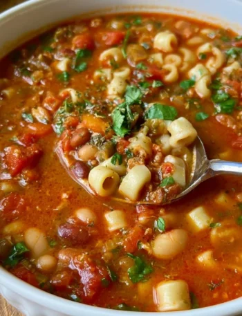 Zuppa di Pasta e Fagioli con fagioli e pasta fresca servita in una ciotola