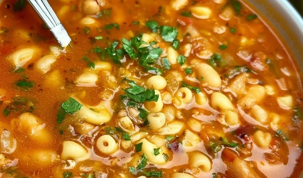 Piatto di Zuppa Pasta e Fagioli con fagioli e pasta