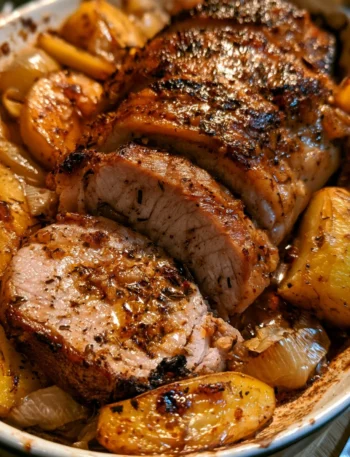 Ricetta arista di maiale alle mele e cipolle, piatto succulento e profumato