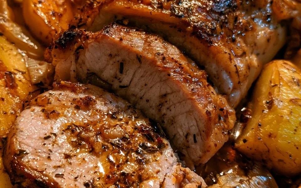 Ricetta arista di maiale alle mele e cipolle, piatto succulento e profumato
