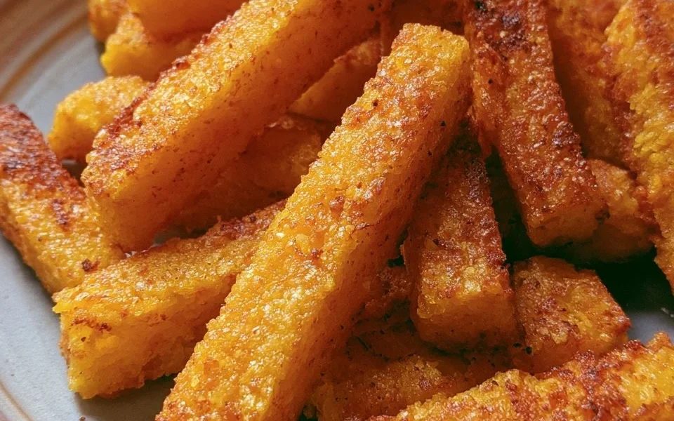 Bastoncini di polenta croccanti e dorati cotti al forno