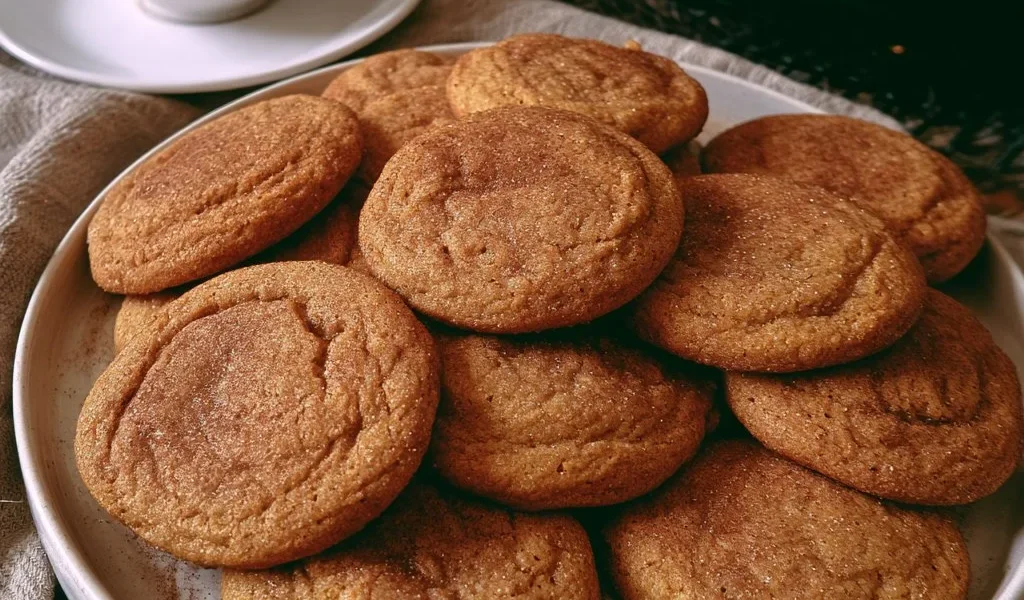 Biscotti morbidi alla zucca e cannella serviti su un piatto in legno