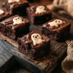Brownies al cioccolato fantasma decorati per Halloween