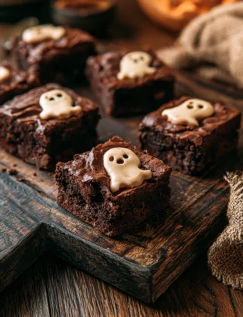Brownies al cioccolato fantasma decorati per Halloween