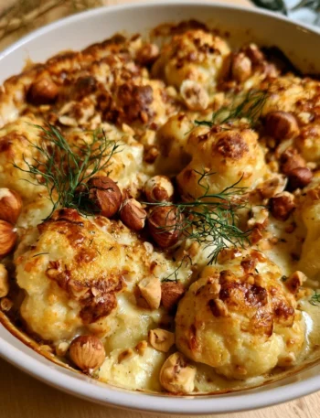 Cavolfiore gratinato con besciamella e nocciole, un piatto invitante e saporito