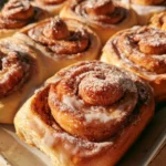 Cinnamon rolls alle mele freschi e profumati appena sfornati.