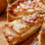 Crostata di pere, ricotta e cannella con decorazioni di cannella e zucchero a velo