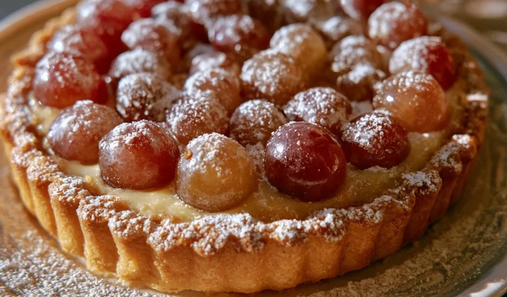 Crostata di uva con crema di mandorle, dolce tradizionale italiano
