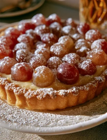 Crostata di uva con crema di mandorle, dolce tradizionale italiano