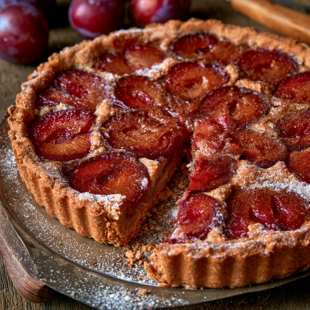 Crostata integrale con prugne e cannella, dolce sano e gustoso