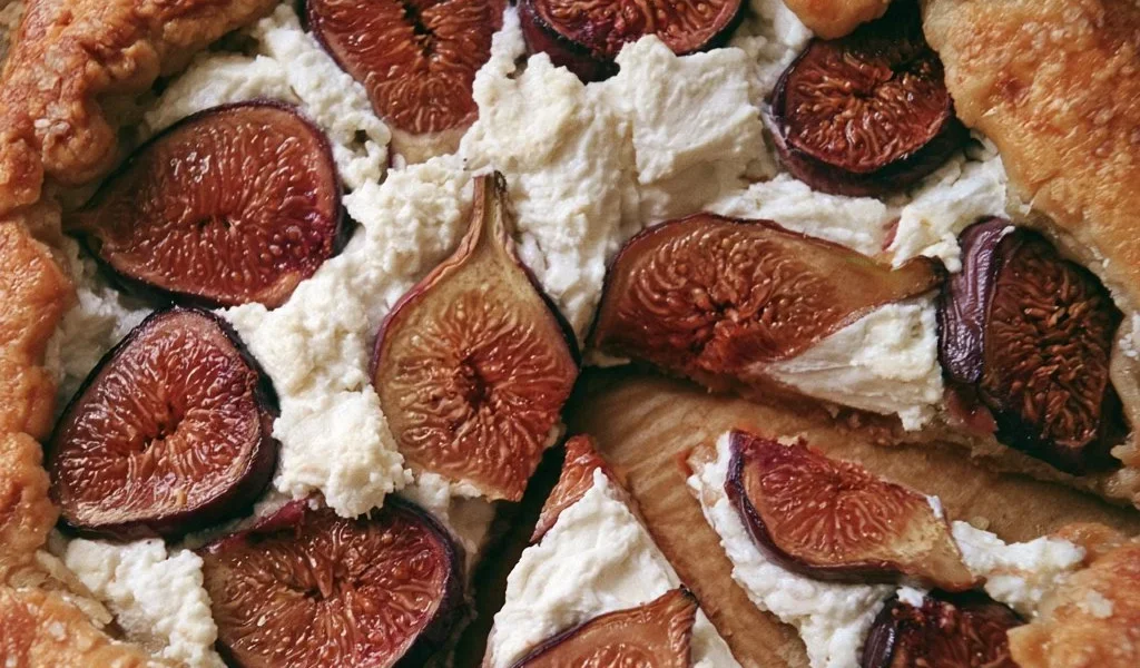 Crostata rustica con fichi e ricotta pronta da servire