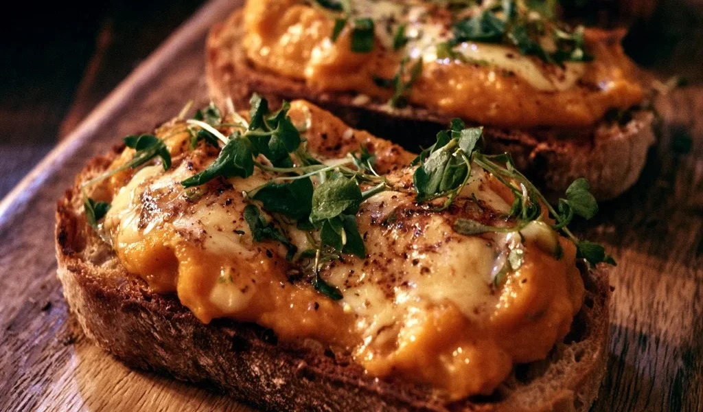 Crostini con crema di zucca e formaggio taleggio
