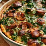 Frittata al forno con funghi freschi e spinaci verdi