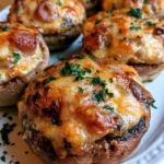 Funghi ripieni gratinati con salsiccia, piatto delizioso e invitante
