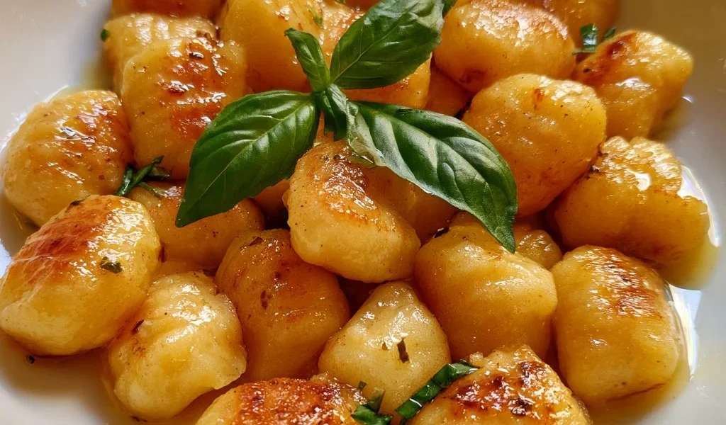 Piatto di gnocchi di patate fatti in casa serviti con salsa di pomodoro