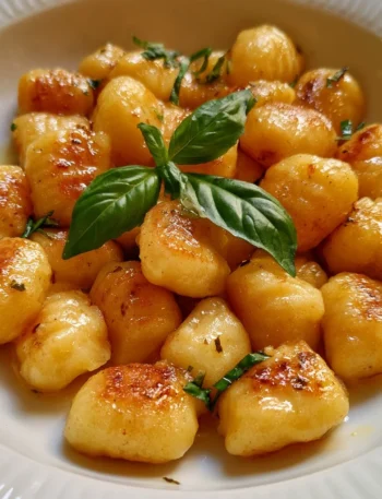 Piatto di gnocchi di patate fatti in casa serviti con salsa di pomodoro
