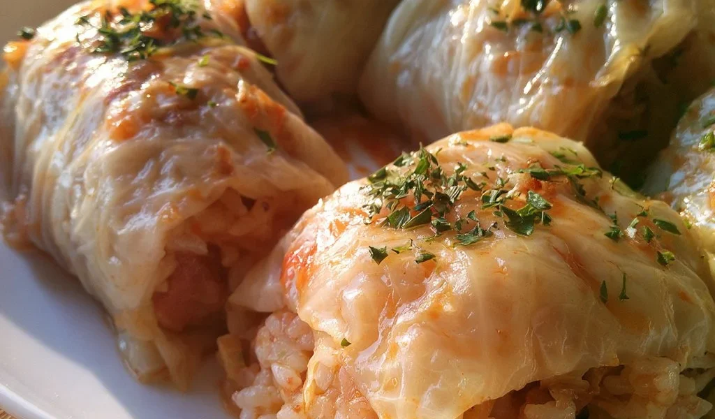 Involtini di verza ripieni di carne e riso, un piatto tradizionale italiano.