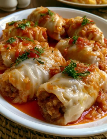Involtini di verza ripieni di carne e riso, piatto tradizionale italiano.