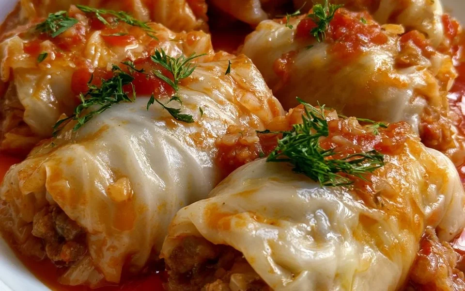Involtini di verza ripieni di carne e riso, piatto tradizionale italiano.